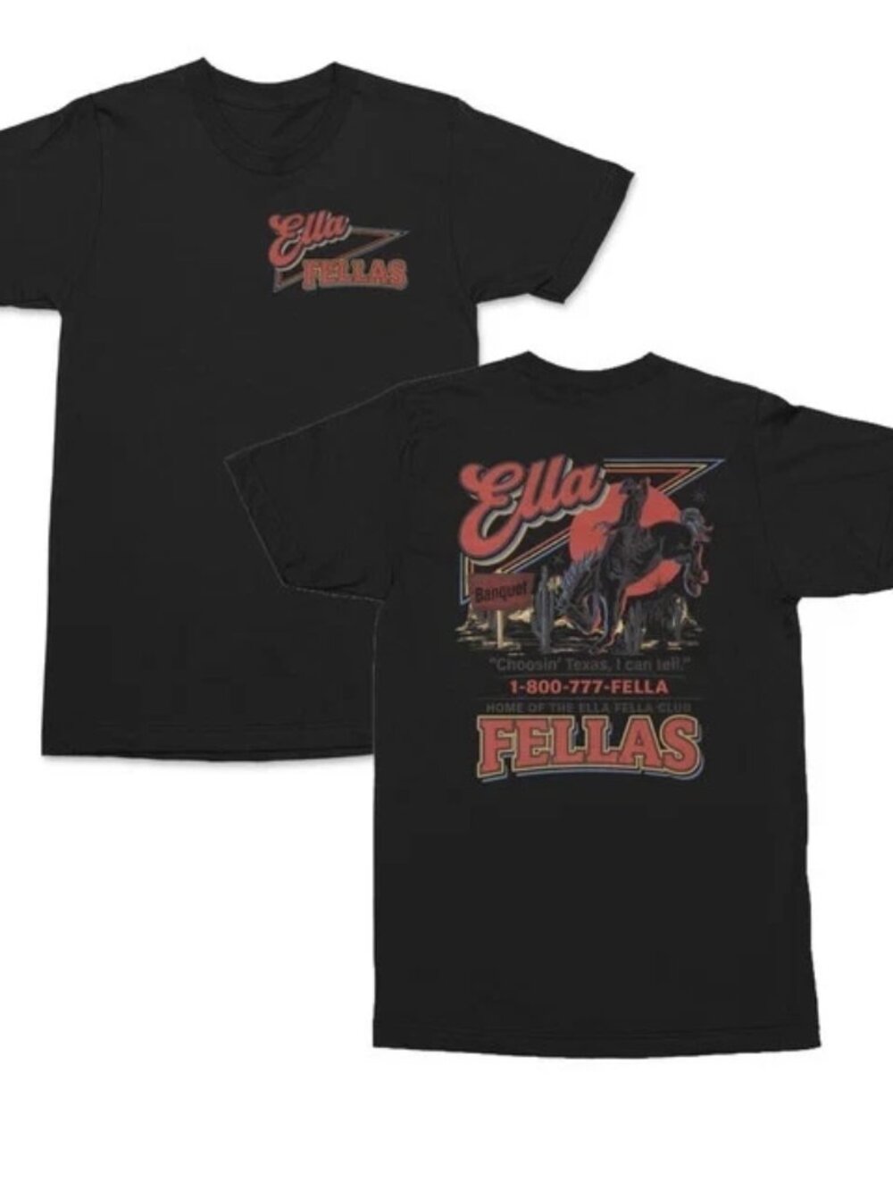 Ella Fella Club Western Cowboy Graphic 2-Sided Unisex T-Shirt